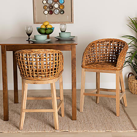 Wicker counter height hotsell stools with backs