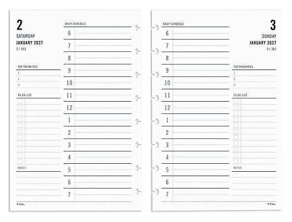 2027 TUL® Discbound Daily Planner Refill Pages, Junior Size, January To December