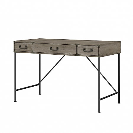 kathy ireland® Home by Bush Furniture Ironworks 48"W Writing Desk With Drawers, Restored Gray, Standard Delivery
