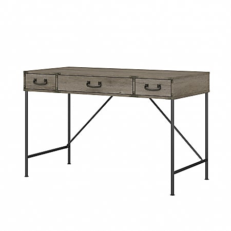 Kathy Ireland Home by Bush Furniture Ironworks 48"W Writing Desk With Drawers, Restored Gray, Standard Delivery