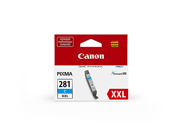 Canon® CLI-281 ChromaLife 100+ Extra-High-Yield Cyan Ink Tank, CLI-281 XXL