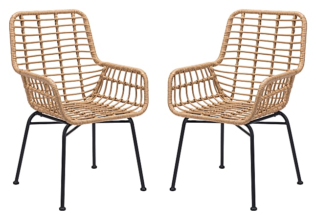 Zuo Modern Lyon Dining Chairs, Natural/Black, Set Of 2 Chairs