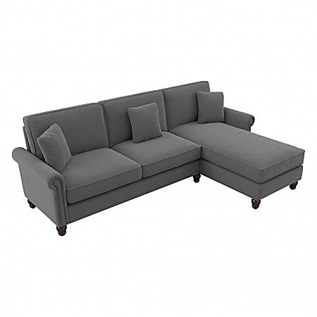 Bush® Furniture Coventry 102"W Sectional Couch With Reversible Chaise Lounge, French Gray Herringbone, Standard Delivery