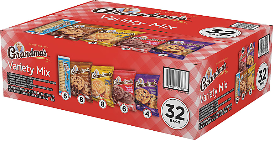 Grandma's Cookies Variety Pack, Pack Of 32 Bags