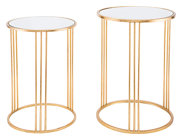 Zuo Modern Magri Nesting Tables, Round, Gold, Set Of 2 Tables