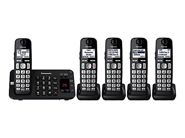 Panasonic® DECT 6.0 Cordless Phone With Answering Machine And 5 Handsets, KX-TGE445B