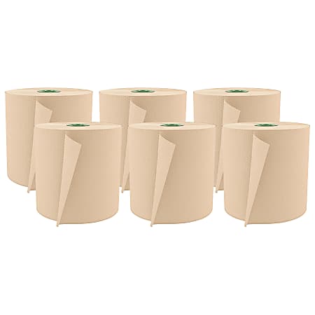 Cascades® For Tandem® Hardwound 1-Ply Paper Towels, 100% Recycled, Moka, 775' Per Roll, Pack Of 6 Rolls