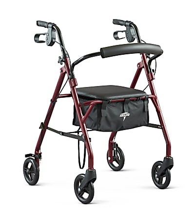 Medline Empower Adjustable Steel Rollator, 37" x 17 1/2", Silver