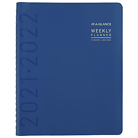 AT-A-GLANCE® Contempo Academic Weekly/Monthly Planner, 8-1/4" x 11", Blue, July 2021 To June 2022, 70957X20