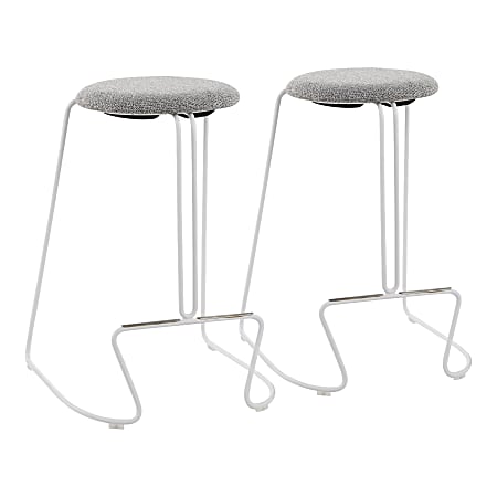 LumiSource Finn Counter Stools, Charcoal Seat/White Frame, Set Of 2 Stools