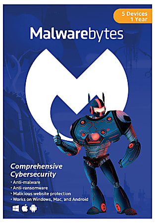 Malwarebytes Premium, For 5 PC/Mac&reg; Devices, Disc