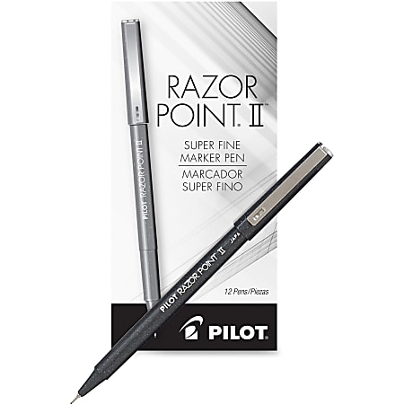 Pilot Razor Point II Super Fine Marker Pen Blue Ink .2mm Dozen 11003