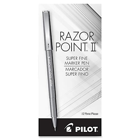 Pilot Razor Point II Marker Pens Pack Of 12 Super Fine Point 0.3 mm ...