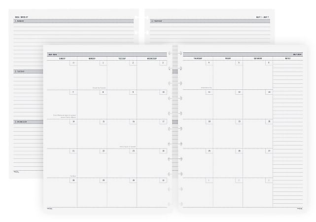 2024 2025 TUL Discbound Academic WeeklyMonthly Refill Planner Pages Letter  Size July To June - ODP Business Solutions