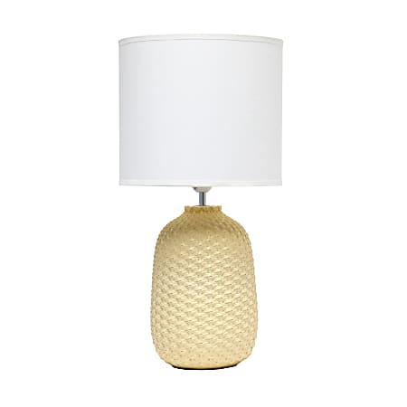 Simple Designs Purled Texture Table Lamp, 20-7/16"H, White/Yellow