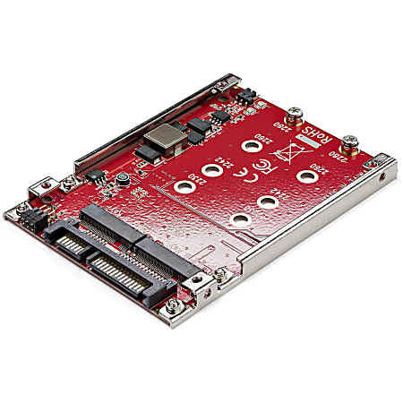 StarTech.com Dual-Slot M.2 to SATA Adapter - M.2 SATA Adapter for 2.5" Drive Bay - M.2 Adapter - M.2 SSD Adapter - M.2 NGFF SSD Adapter - RAID - 2 x SSD Supported - Serial ATA/600 Controller - RAID Supported 0, 1, Concatenation - 2 x Total Bays