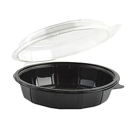 Anchor Packaging Gourmet Classics® Hinged Clamshell Containers, 1.25 Qt, 9-1/2" x 2-13/16", Clear/Black, Pack Of 100 Containers