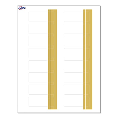 Avery® Print-To-The-Edge Labels & Sure Feed®, S00-D1Z-PRWMP10, 1" x 2-5/8", Matte White, Preprinted Double Dipped Gold Edge Design, Pack Of 160