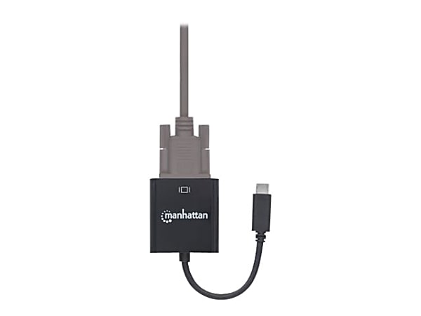 Manhattan USB-C to VGA Converter Cable, 1080p@60Hz, Black, 8cm, Male to Female, Lifetime Warranty, Blister - Adapter - 24 pin USB-C male to HD-15 (VGA) female - 3.1 in - shielded - black - 1080p support