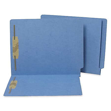 SJ Paper Paper-Cut/Water-Resistant 2-Fastener End-Tab Folders, Letter Size, 50% Recycled, Blue, Box Of 50