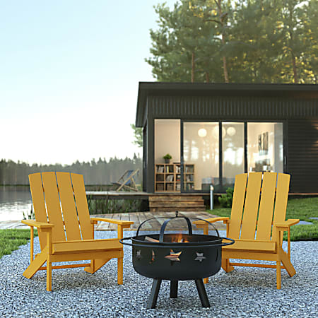 Flash Furniture 3-Piece Charlestown Adirondack Chair Set, Yellow