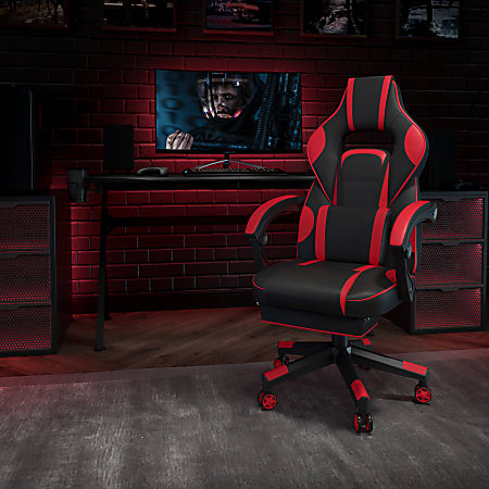 Flash Furniture Ergonomic Gaming Chair with 4D Armrests, Headrest, & Lumbar  Support-Black/Red