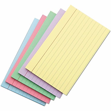 Index Cards, Ruled, 5 X 8, Assorted, 100/Pack - Louisiana Association For The Blind