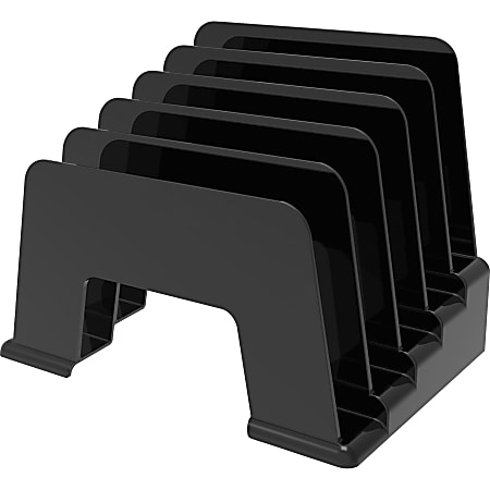 Deflecto® 5-Compartment Desktop Incline Sorter, 30% Recycled, Black
