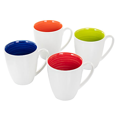 Gibson Home Crenshaw 4-Piece Ceramic Mug Set, 12 Oz, Assorted Colors