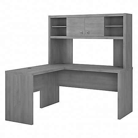Bush Business Furniture Echo L-Shaped Desk With Hutch, Modern Gray, Standard Delivery