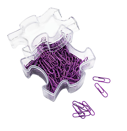 Office Depot® Brand Puzzle Piece Paper Clips, Pack Of 220, Purple