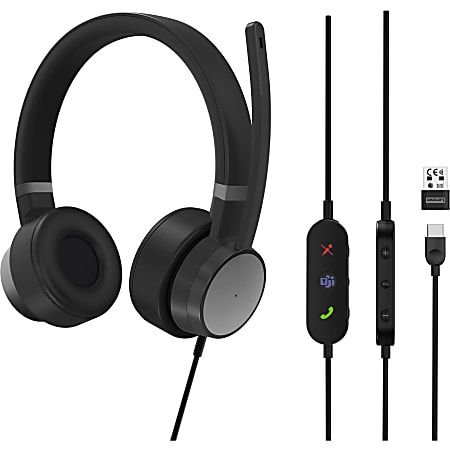 Lenovo Go Wired ANC Headset (Thunder Black) - Stereo - USB Type C, USB Type A - Wired - 32 Ohm - 20 Hz - 20 kHz - Over-the-head - Binaural - Ear-cup - 6.56 ft Cable - Noise Cancelling Microphone - Noise Canceling - Thunder Black