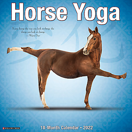 Willow Creek Press Animals Monthly Wall Calendar, 12" x 12", Horse Yoga, January to December 2022, 18354