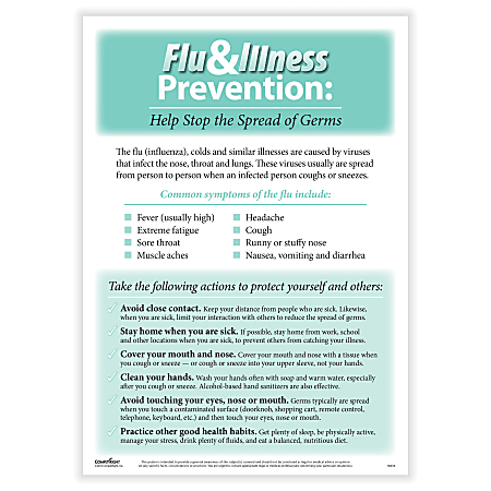 ComplyRight™ Flu And Illness Prevention Poster, English, 10" x 14"