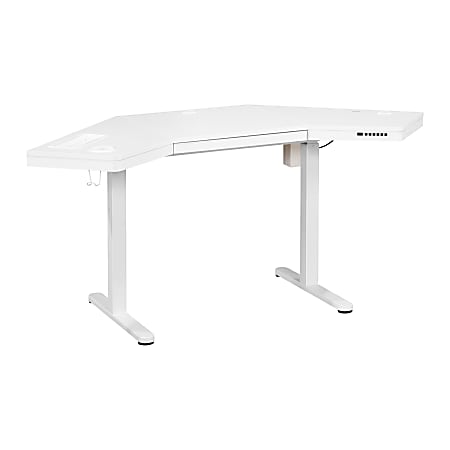 Office Star Stealth Sit-to-Stand Electric 48&rdquo;W Adjustable Height Corner Standing Desk, White