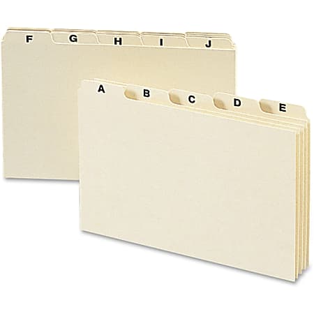 Smead Card Guides, Alphabetic Indexed Sets - Index Card - 5" x 8" Sheet Size - 1/5 Tab Cut - Assorted Position Tab Location - 18 pt. Folder Thickness - Manila - Recycled - 1 Set