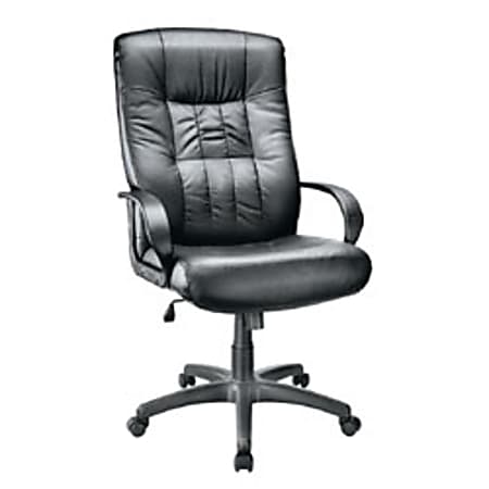 Office Depot® Brand Kingston Big and Tall Mid-Back Leather Chair, 46 1/2"H x 28"W x 30 3/4"D, Black Frame, Black Leather
