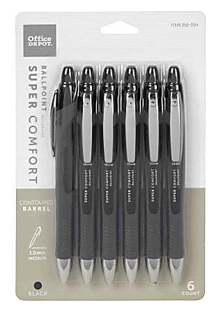 Ballpoint Pens Medium Point 1mm Black Ink Work Pen with Super Soft Grip  Ball Point Pen for Men Women Retractable Office Pens (Black-6) 