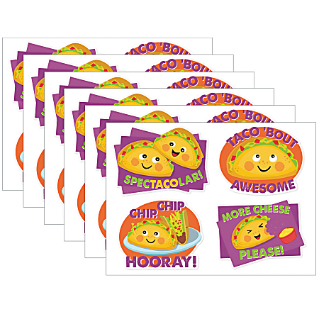 Eureka Jumbo Scented Stickers, Taco, 12 Stickers Per Pack, Set Of 6 Packs