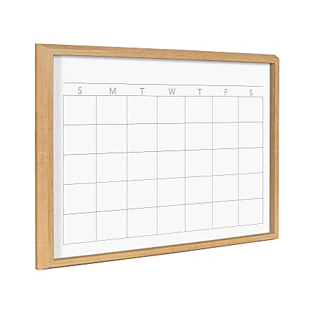 Kate and Laurel Blake Non-Magnetic Framed Dry-Erase Printed Glass, 18” x 24”, Month by The Creative Bunch Studio, Natural Plastic Frame