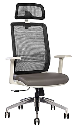 Sinfonia Sing Ergonomic Mesh/Fabric High-Back Task Chair With Antimicrobial Protection, Fixed T-Arms, Headrest, Black/Gray/White