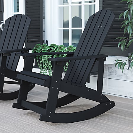 Flash Furniture Savannah All-Weather Adirondack Rocking Chair, Black