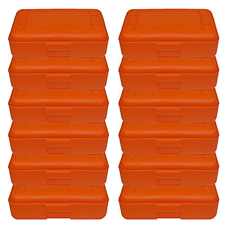 Romanoff Pencil Boxes, 2-1/2”H x 8-1/2”W x 5-1/2”D, Orange, Pack Of 12 Boxes
