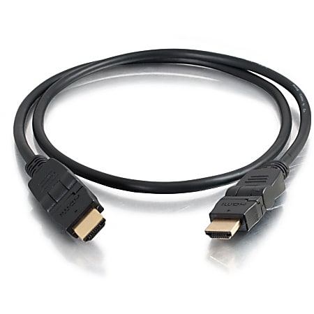 C2G 2m High Speed HDMI Cable with Rotating Connectors for 4k Devices - 6ft - HDMI for Audio/Video Device, Projector, TV - 6.56 ft - 1 x HDMI Male Digital Audio/Video - 1 x HDMI Male Digital Audio/Video - Gold Plated Connector - Black