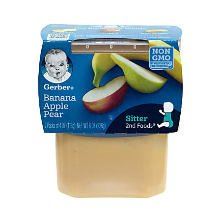 Gerber 2nd Foods Banana Apple Pear Baby Food, 4 Oz, 2 Tubs Per Pack, Box Of 8 Packs