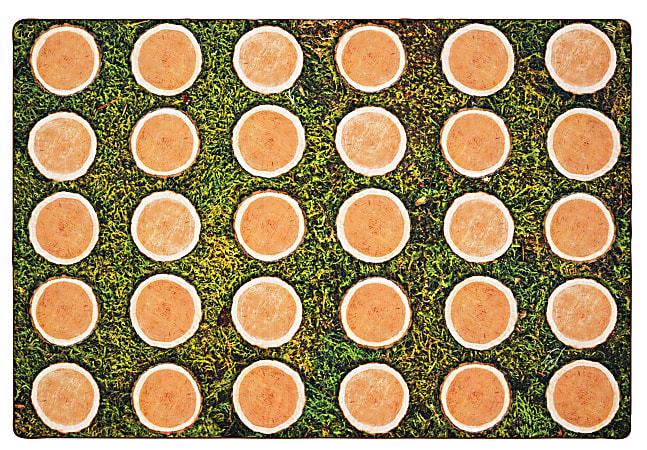 Carpets for Kids® Pixel Perfect Collection™ Tree Rounds Seating Rug, 6' x 9', Brown