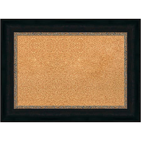 Amanti Art Non-Magnetic Cork Bulletin Board, 31" x 23", Natural, Paragon Bronze Plastic Frame