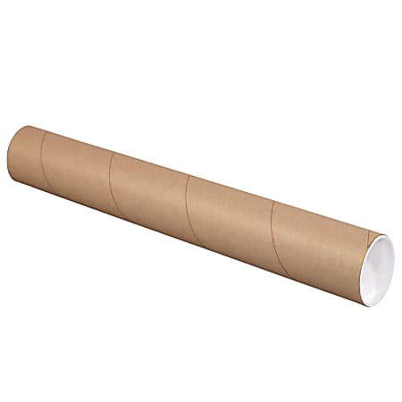 Partners Brand Mailing Tubes With Caps, 3" x 25", 80% Recycled, Kraft, Case Of 24