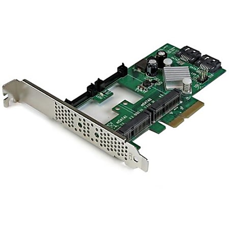 StarTech.com 2 Port PCI Express 2.0 SATA III 6Gbps RAID Controller Card w/ 2 mSATA Slots and HyperDuo SSD Tiering - Serial ATA/600 - PCI Express 2.0 x4 - Plug-in Card - RAID Supported - JBOD, 1, 0, 10 RAID Level - 2 Total SATA Port)
