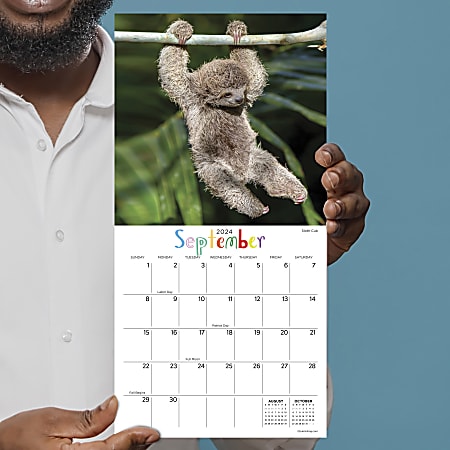 2024 Animal Babies Mini Wall Calendar - 7" X 7" Monthly Planner With Cute Baby Animal Photos - View #2